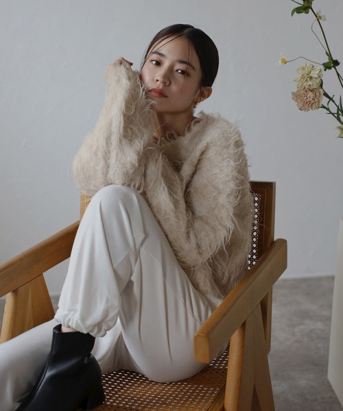 ENC（エンク）の「teddybear shaggy cropped pullover / テディベアーシャギークロップドプルオーバー（ニット/セーター・レディース・ブラウン系その他/ダークグレー/オートミール・FREE）」の15枚目の写真