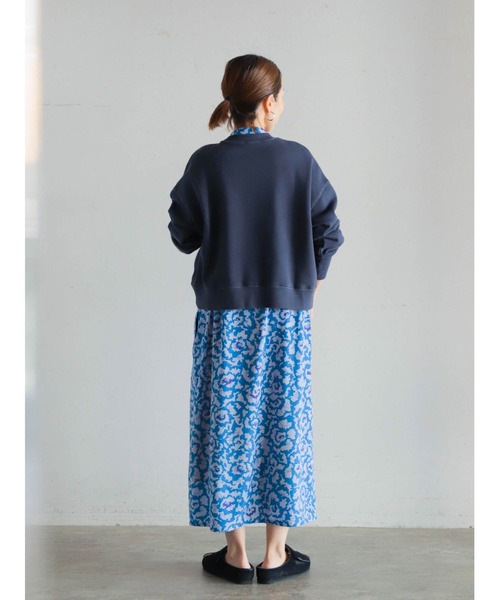 希少☆裏毛 ヘムフリル プルオーバー 完売品 ネイビー 丸山真菜さん着用】ヘムチュール裏毛ペプラムプルオーバー