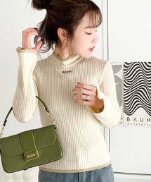 mily bilet | 【mily bilet】きらめきと上品さ溢れる。ラメ入りリブプチハイ袖フレアニット（長袖）(ニット/セーター)