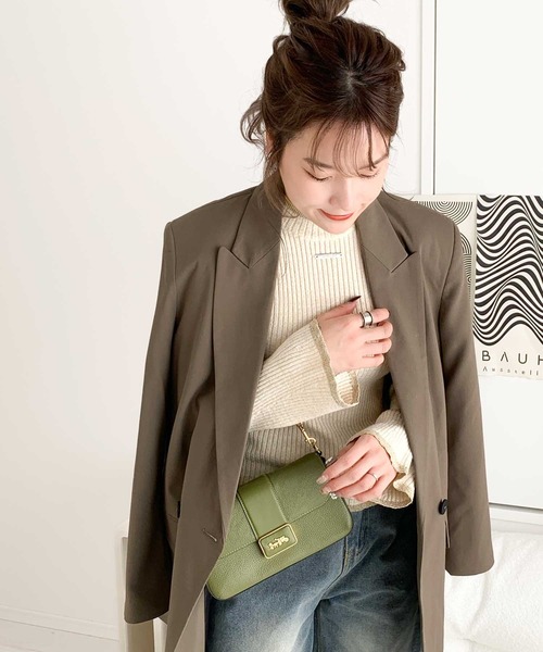 mily bilet(ミウィビレット)の「【mily bilet】きらめきと上品さ溢れる。ラメ入りリブプチハイ袖フレアニット(長袖)(ニット/セーター・レディース・グレー/ブルー/ブラック/アイボリー・MEDIUM/SMALL/X-LARGE/LARGE)」の11枚目の写真