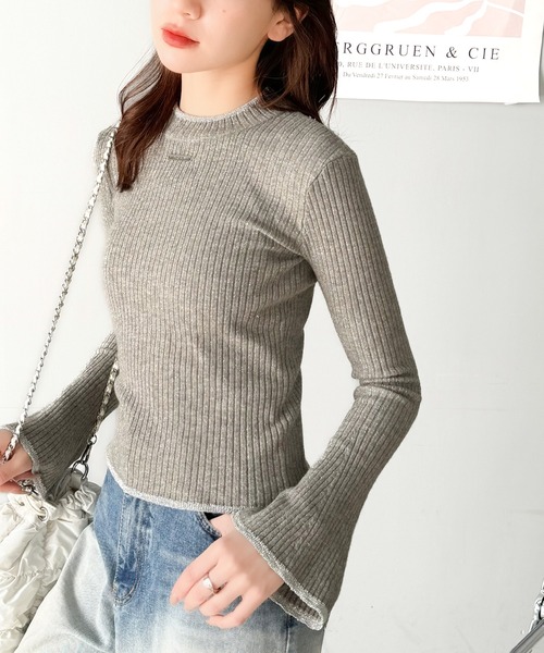 mily bilet(ミウィビレット)の「【mily bilet】きらめきと上品さ溢れる。ラメ入りリブプチハイ袖フレアニット(長袖)(ニット/セーター・レディース・グレー/ブルー/ブラック/アイボリー・MEDIUM/SMALL/X-LARGE/LARGE)」の20枚目の写真