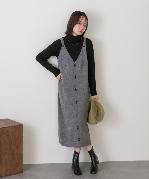 ad thie(アドティエ)の「ボタンデザイン ニットワンピース(ワンピース・レディース・ブラウン/ベージュ/グレー/ブラック・FREE)」の12枚目の写真