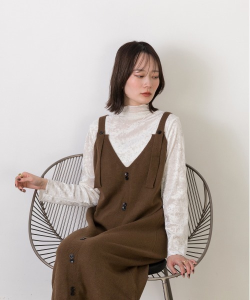 ad thie(アドティエ)の「ボタンデザイン ニットワンピース(ワンピース・レディース・ブラウン/ベージュ/グレー/ブラック・FREE)」の22枚目の写真
