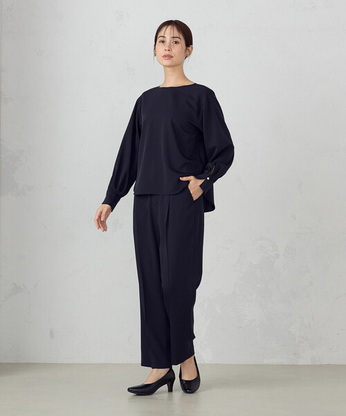 COMME CA ISM（コムサイズム）の「【セットアップ対応】ポリエステルツイル　パールボタンブラウス（シャツ/ブラウス・レディース・ネイビー/ホワイト/グレー・X-SMALL/SMALL/MEDIUM/LARGE/X-LARGE）」の14枚目の写真