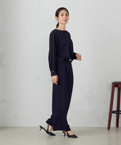 COMME CA ISM（コムサイズム）の「【セットアップ対応】ポリエステルツイル　パールボタンブラウス（シャツ/ブラウス・レディース・ネイビー/ホワイト/グレー・X-SMALL/SMALL/MEDIUM/LARGE/X-LARGE）」の16枚目の写真