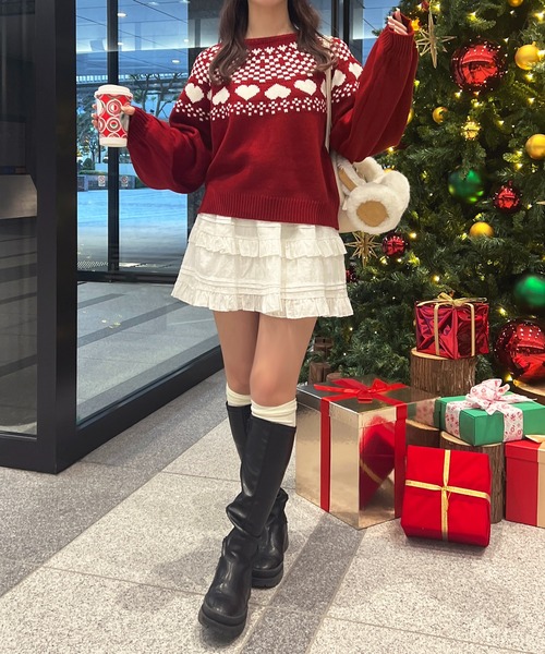 apres jour(アプレジュール)の「ハートノルディックニット【ZOZOTOWN限定アイテム】(ニット/セーター・レディース・ピンク/レッド/オフホワイト・フリー/X-LARGE)」の7枚目の写真