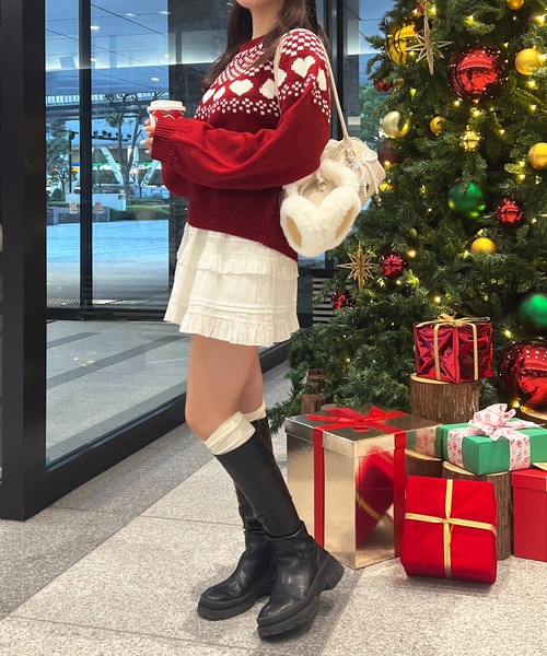 apres jour(アプレジュール)の「ハートノルディックニット【ZOZOTOWN限定アイテム】(ニット/セーター・レディース・ピンク/レッド/オフホワイト・フリー/X-LARGE)」の6枚目の写真