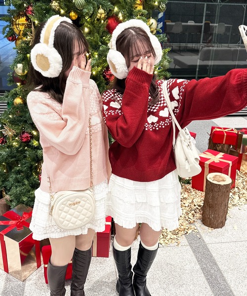 apres jour(アプレジュール)の「ハートノルディックニット【ZOZOTOWN限定アイテム】(ニット/セーター・レディース・ピンク/レッド/オフホワイト・フリー/X-LARGE)」の4枚目の写真