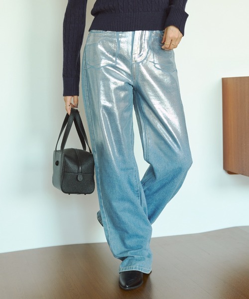 プランクプロジェクト　箔プリントデニムパンツ　38 Blur Leaf Denim - SALE