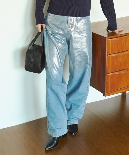 DIVINITIES 印象派絵画プリント ストレートデニム コットンリネン甘