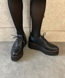 ALL BLACK | 【本革/厚底/6cm】キャタピラーソールレースアップシューズ(ドレスシューズ)