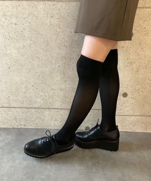 本革/厚底/6cm】キャタピラーソールレースアップシューズ ALL BLACK