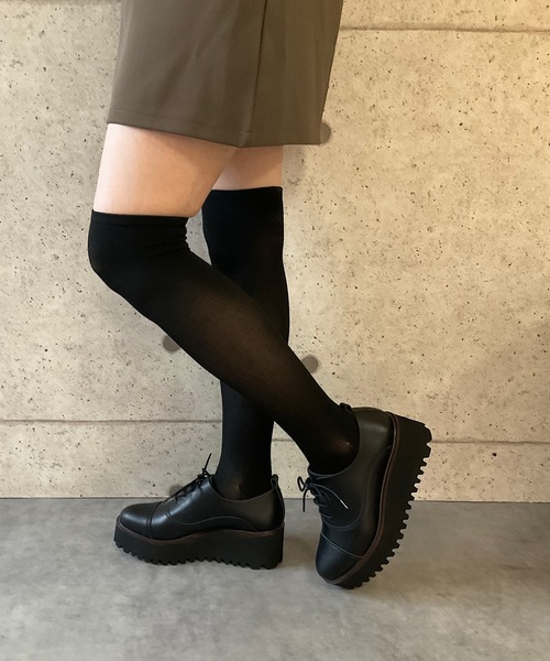 ALL BLACK（オールブラック）の「【本革/厚底/6cm】キャタピラーソールレースアップシューズ（ドレスシューズ・レディース・ブラック/シルバー・39/38/37/36/35）」の17枚目の写真