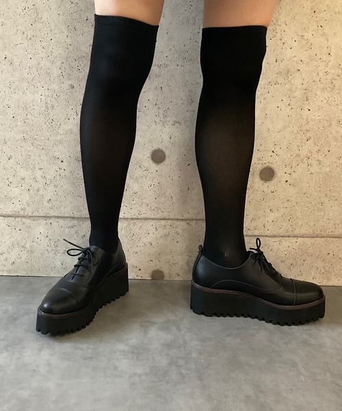 ALL BLACK（オールブラック）の「【本革/厚底/6cm】キャタピラーソールレースアップシューズ（ドレスシューズ・レディース・ブラック/シルバー・39/38/37/36/35）」の13枚目の写真