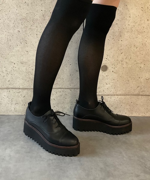 ALL BLACK（オールブラック）の「【本革/厚底/6cm】キャタピラーソールレースアップシューズ（ドレスシューズ・レディース・ブラック/シルバー・39/38/37/36/35）」の11枚目の写真
