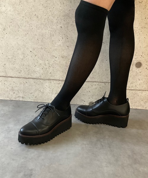 ALL BLACK（オールブラック）の「【本革/厚底/6cm】キャタピラーソールレースアップシューズ（ドレスシューズ・レディース・ブラック/シルバー・39/38/37/36/35）」の12枚目の写真