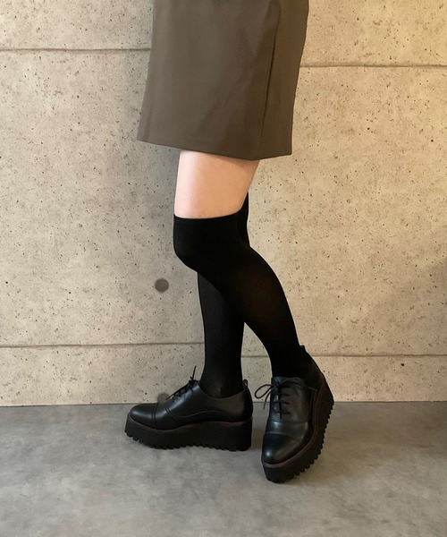ALL BLACK（オールブラック）の「【本革/厚底/6cm】キャタピラーソールレースアップシューズ（ドレスシューズ・レディース・ブラック/シルバー・39/38/37/36/35）」の14枚目の写真