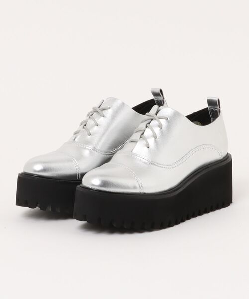 本革/厚底/6cm】キャタピラーソールレースアップシューズ ALL BLACK