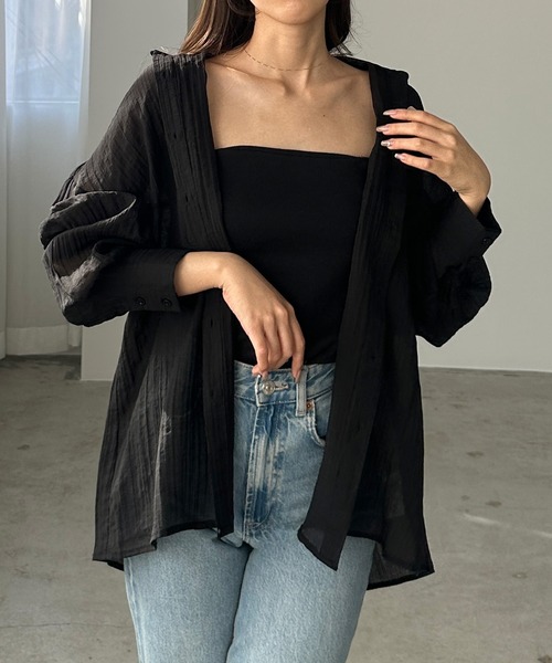 Louere（ルエレ）の「楊柳シアーシャツ（シャツ/ブラウス・レディース・ホワイト/ブラック/アイボリー・SMALL/MEDIUM/LARGE/X-LARGE）」の3枚目の写真