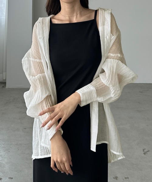 Louere（ルエレ）の「楊柳シアーシャツ（シャツ/ブラウス・レディース・ホワイト/ブラック/アイボリー・SMALL/MEDIUM/LARGE/X-LARGE）」の5枚目の写真