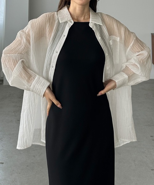 Louere（ルエレ）の「楊柳シアーシャツ（シャツ/ブラウス・レディース・ホワイト/ブラック/アイボリー・SMALL/MEDIUM/LARGE/X-LARGE）」の6枚目の写真