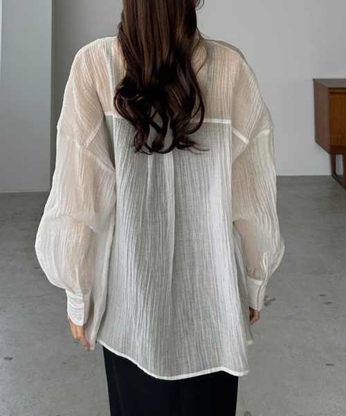 Louere（ルエレ）の「楊柳シアーシャツ（シャツ/ブラウス・レディース・ホワイト/ブラック/アイボリー・SMALL/MEDIUM/LARGE/X-LARGE）」の9枚目の写真