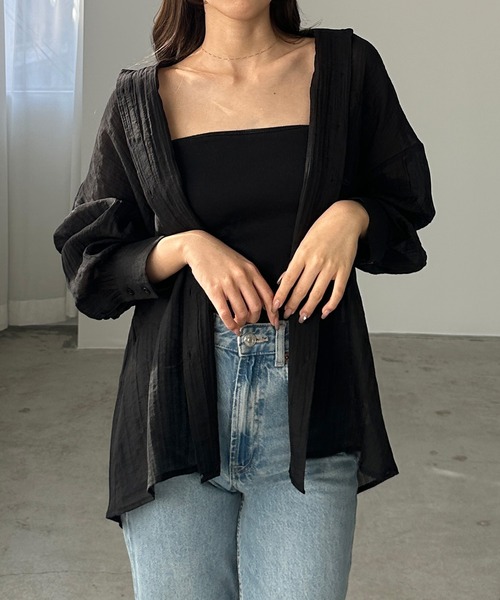 Louere（ルエレ）の「楊柳シアーシャツ（シャツ/ブラウス・レディース・ホワイト/ブラック/アイボリー・SMALL/MEDIUM/LARGE/X-LARGE）」の11枚目の写真