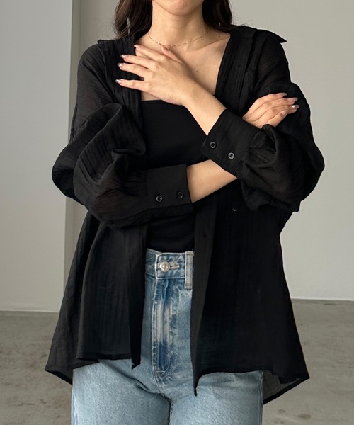 Louere（ルエレ）の「楊柳シアーシャツ（シャツ/ブラウス・レディース・ホワイト/ブラック/アイボリー・SMALL/MEDIUM/LARGE/X-LARGE）」の12枚目の写真