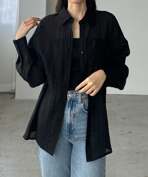 Louere（ルエレ）の「楊柳シアーシャツ（シャツ/ブラウス・レディース・ホワイト/ブラック/アイボリー・SMALL/MEDIUM/LARGE/X-LARGE）」の13枚目の写真