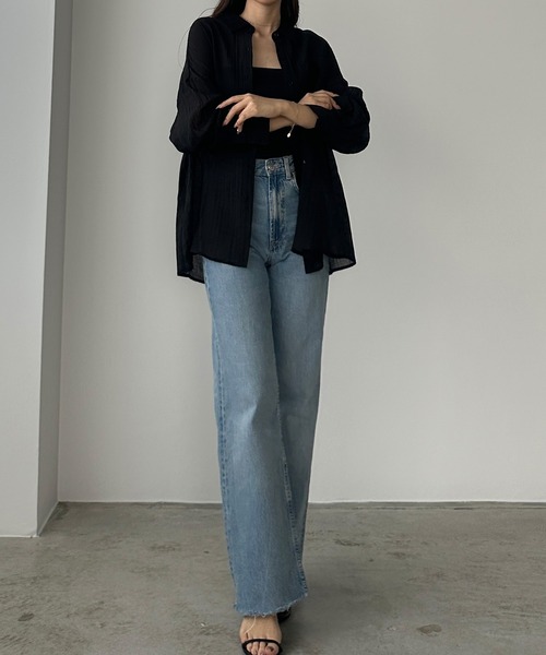 Louere（ルエレ）の「楊柳シアーシャツ（シャツ/ブラウス・レディース・ホワイト/ブラック/アイボリー・SMALL/MEDIUM/LARGE/X-LARGE）」の14枚目の写真