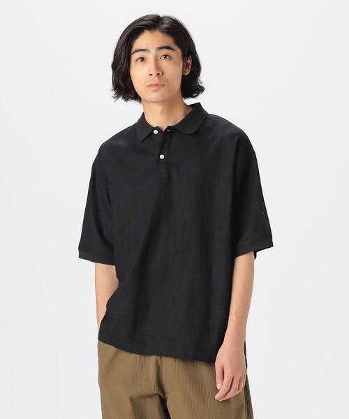 B:MING by BEAMS（ビーミングバイビームス）の「リネン ビッグ ポロシャツ（ポロシャツ・メンズ・ナチュラル/ブラック/オリーブ・S/M/L/XL）」の2枚目の写真