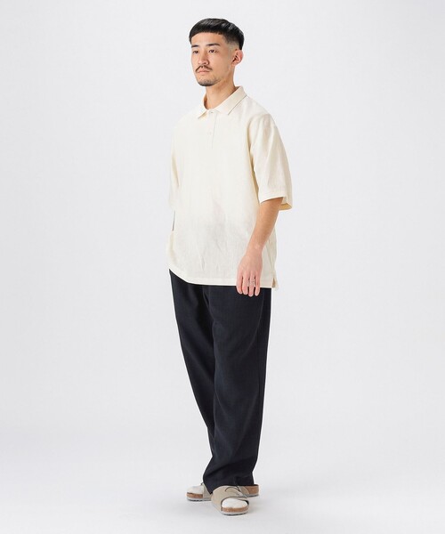 B:MING by BEAMS（ビーミングバイビームス）の「リネン ビッグ ポロシャツ（ポロシャツ・メンズ・ナチュラル/ブラック/オリーブ・S/M/L/XL）」の5枚目の写真