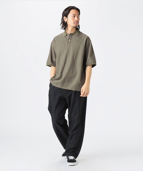 B:MING by BEAMS（ビーミングバイビームス）の「リネン ビッグ ポロシャツ（ポロシャツ・メンズ・ナチュラル/ブラック/オリーブ・S/M/L/XL）」の11枚目の写真