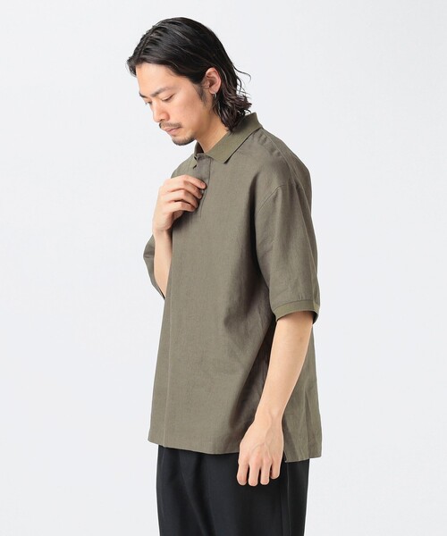 B:MING by BEAMS（ビーミングバイビームス）の「リネン ビッグ ポロシャツ（ポロシャツ・メンズ・ナチュラル/ブラック/オリーブ・S/M/L/XL）」の12枚目の写真