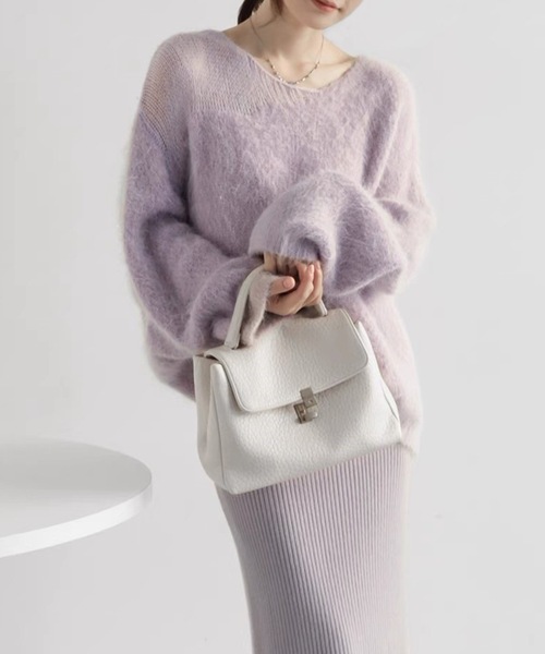 Lace Ladies(レースレディース)の「ソリッドカラー ミックス シャギー ニット プルオーバー(ニット/セーター・レディース・パープル/ピンク/アイボリー・FREE)」の4枚目の写真