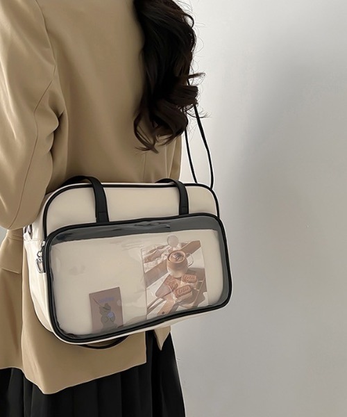 almo（アルモ）の「【LAMPOON】クリアボストンバッグ（ボストンバッグ・レディース・ブラック/ホワイト・FREE）」の2枚目の写真