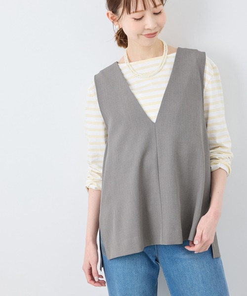 ROPE' PICNIC（ロペピクニック）の「【花粉ガード】クリアツイルジレベスト/セレモニー・通勤対応・セットアップ対応（ベスト・レディース・イエロー系その他3/ネイビー/チャコールグレー/ライトグレー・38）」の2枚目の写真