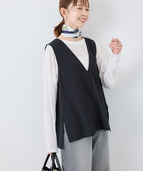 ROPE' PICNIC（ロペピクニック）の「【花粉ガード】クリアツイルジレベスト/セレモニー・通勤対応・セットアップ対応（ベスト・レディース・イエロー系その他3/ネイビー/チャコールグレー/ライトグレー・38）」の20枚目の写真