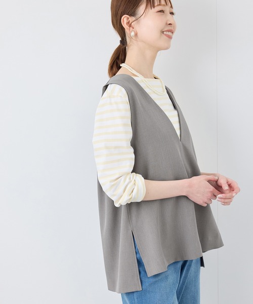 ROPE' PICNIC（ロペピクニック）の「【花粉ガード】クリアツイルジレベスト/セレモニー・通勤対応・セットアップ対応（ベスト・レディース・イエロー系その他3/ネイビー/チャコールグレー/ライトグレー・38）」の7枚目の写真