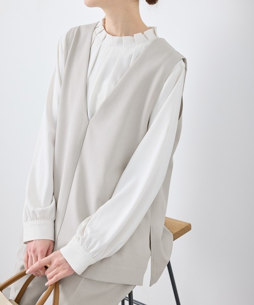 ROPE' PICNIC（ロペピクニック）の「【花粉ガード】クリアツイルジレベスト/セレモニー・通勤対応・セットアップ対応（ベスト・レディース・イエロー系その他3/ネイビー/チャコールグレー/ライトグレー・38）」の12枚目の写真