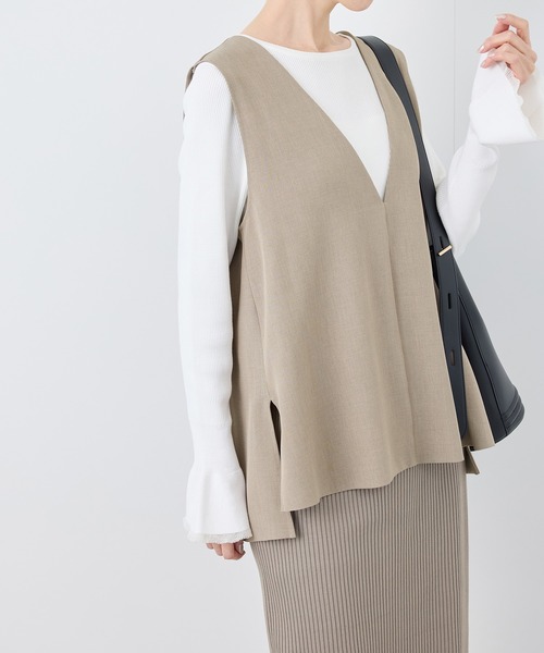 ROPE' PICNIC（ロペピクニック）の「【花粉ガード】クリアツイルジレベスト/セレモニー・通勤対応・セットアップ対応（ベスト・レディース・イエロー系その他3/ネイビー/チャコールグレー/ライトグレー・38）」の16枚目の写真