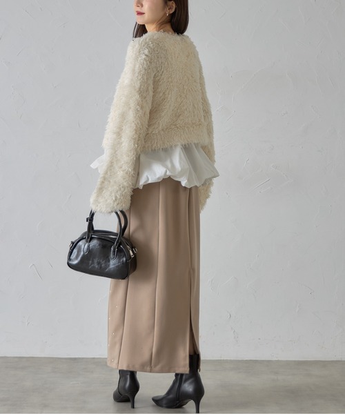 Loungedress フェザーショートカーディガン【美品】 LADYMADE（レディメイド）｜ ラメフェザーショートニット