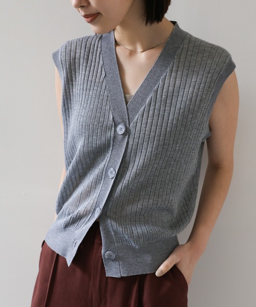 select MOCA Et（セレクトモカエト）の「【Et】Shiny Sheer Best（ベスト・レディース・ホワイト/グレー/ブラック・FREE）」の3枚目の写真