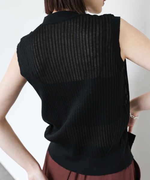 select MOCA Et（セレクトモカエト）の「【Et】Shiny Sheer Best（ベスト・レディース・ホワイト/グレー/ブラック・FREE）」の6枚目の写真