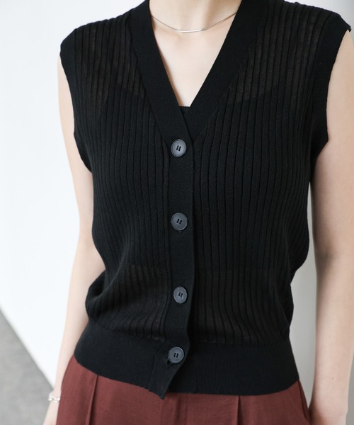 select MOCA Et（セレクトモカエト）の「【Et】Shiny Sheer Best（ベスト・レディース・ホワイト/グレー/ブラック・FREE）」の5枚目の写真