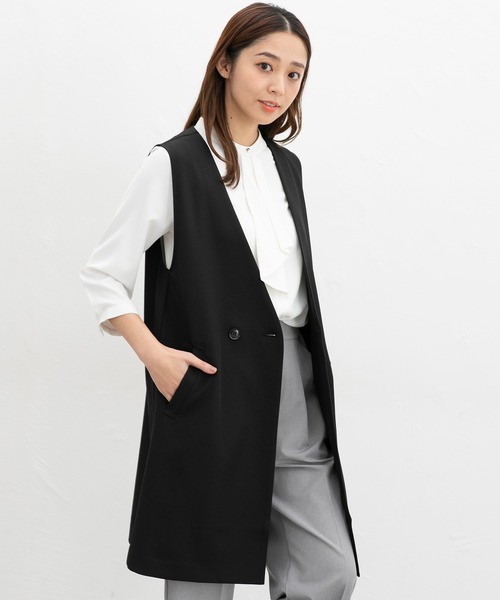 Honeys(ハニーズ)の「【ストレッチ・ウォッシャブル・イージーケア】セレモニー対応ロングジレ(ベスト・レディース・グレイッシュベージュ/ブラック/ネイビー・L/LL/M/S)」の1枚目の写真