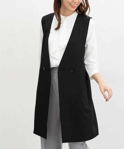 Honeys(ハニーズ)の「【ストレッチ・ウォッシャブル・イージーケア】セレモニー対応ロングジレ(ベスト・レディース・グレイッシュベージュ/ブラック/ネイビー・L/LL/M/S)」の8枚目の写真