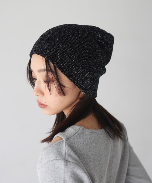 hellam（へラム）の「ラメニットビーニー（ニットキャップ/ビーニー・レディース・ブラック/グレー・FREE）」の6枚目の写真
