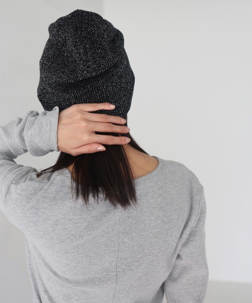 hellam（へラム）の「ラメニットビーニー（ニットキャップ/ビーニー・レディース・ブラック/グレー・FREE）」の8枚目の写真