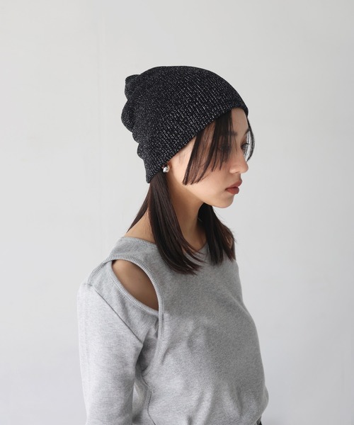 hellam（へラム）の「ラメニットビーニー（ニットキャップ/ビーニー・レディース・ブラック/グレー・FREE）」の11枚目の写真